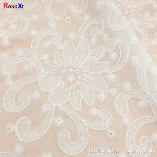 Soft Cotton Fabric Cotton Eyelet Fabric Embroidered Fabric with Fishing Line Manufactory